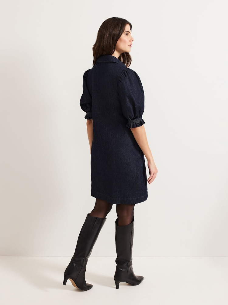 Azul - Phase Eight Candice Denim Scallop 100% Cotton Dress - Imagen 2 de 7