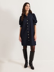 Azul - Phase Eight Candice Denim Scallop 100% Cotton Dress - Imagen 3 de 7
