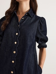 Azul - Phase Eight Candice Denim Scallop 100% Cotton Dress - Imagen 4 de 7