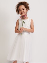 Phase Eight White Iris Beaded Satin Fit And Flare Dress - Image 1 of 7