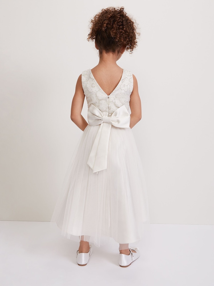 Phase Eight White Iris Beaded Satin Fit And Flare Dress - Image 2 of 7