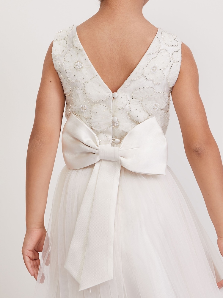 Phase Eight White Iris Beaded Satin Fit And Flare Dress - Image 7 of 7