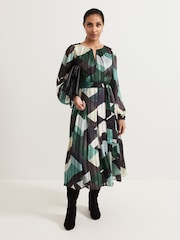 Phase Eight Black Petite Francesca Abstract Midi Dress - Image 1 of 7