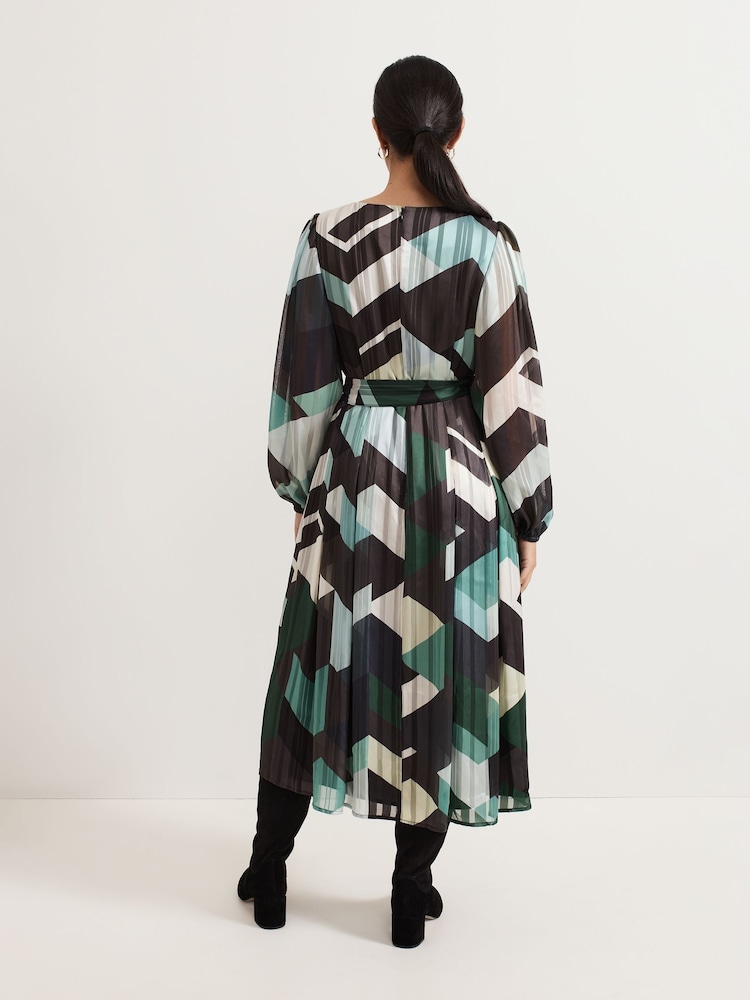 Phase Eight Black Petite Francesca Abstract Midi Dress - Image 2 of 7