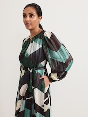 Phase Eight Black Petite Francesca Abstract Midi Dress - Image 3 of 7