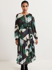 Phase Eight Black Petite Francesca Abstract Midi Dress - Image 4 of 7