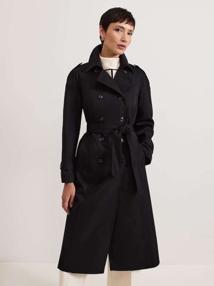 Phase Eight Black Avalie Collar Detail Trench Coat - Image 1 of 7 Phase Eight Black Avalie Collar Detail Trench Coat - Image 1 of 7