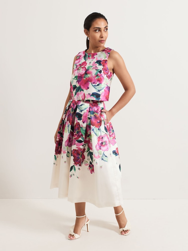 Phase Eight Natural Petite Celeste Floral Print Top - Image 3 of 7