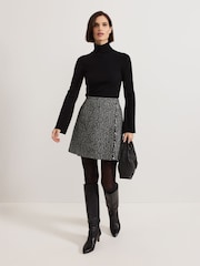 Phase Eight Black Ayame Textured Herringbone Skirt - Image 1 of 7