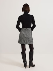 Phase Eight Black Ayame Textured Herringbone Skirt - Image 2 of 7