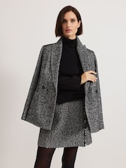 Phase Eight Black Ayame Textured Herringbone Skirt - Image 6 of 7