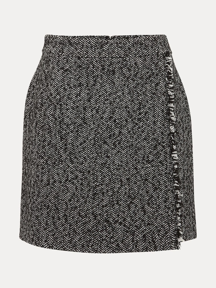 Phase Eight Black Ayame Textured Herringbone Skirt - Image 7 of 7