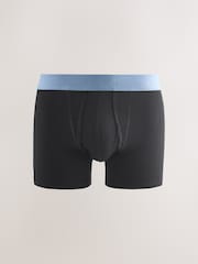Black Blue/Brown Waistbands 10 pack A-Front Boxers - Image 5 of 14