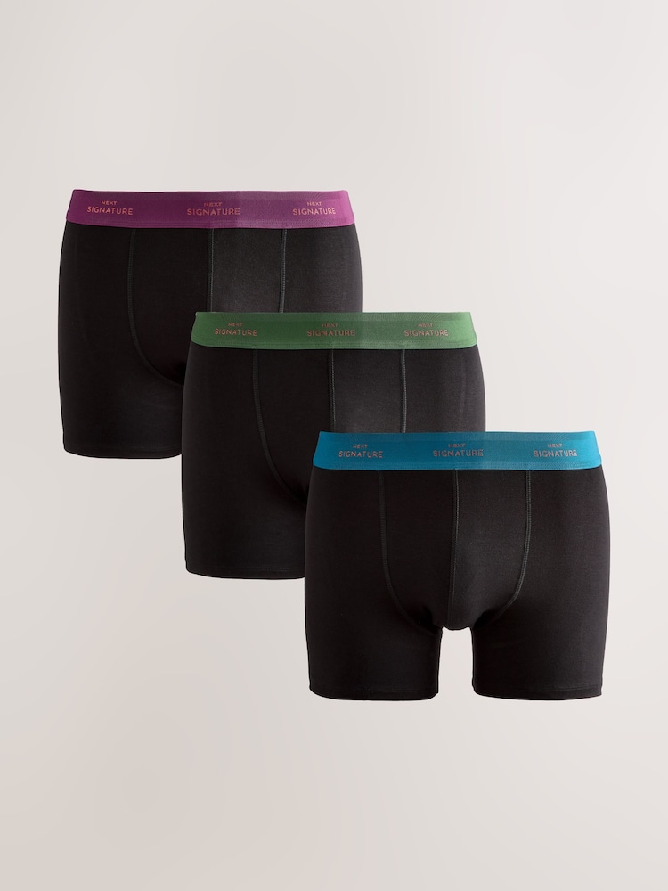 Black Rich Colour Waistband Signature Trunk Boxers - Image 1 of 7 Black Rich Colour Waistband Signature Trunk Boxers - Image 1 of 7
