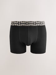 Black Mixed Metallic Pattern Waistband Trunks Boxers 5 Pack - Image 2 of 9