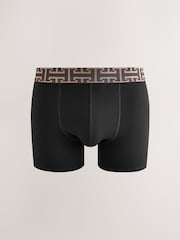 Black Mixed Metallic Pattern Waistband Trunks Boxers 5 Pack - Image 4 of 9