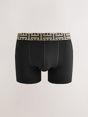 Black Mixed Metallic Pattern Waistband Trunks Boxers 5 Pack - Image 6 of 9