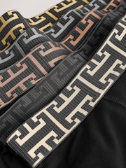 Black Mixed Metallic Pattern Waistband Trunks Boxers 5 Pack - Image 8 of 9