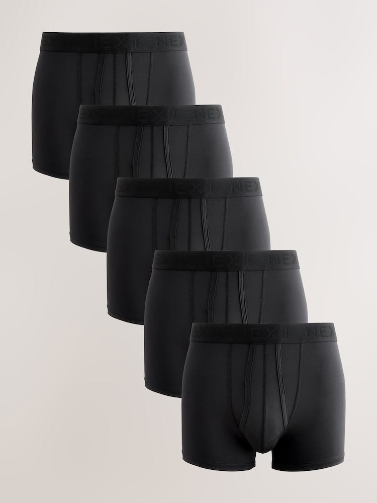 Black Motionflex 5 Pack A-Front Cotton Rich Boxers - Image 1 of 9