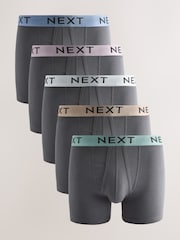 Grey Light Metallic Waistbands A-Front Boxers 5 Pack - Image 1 of 1