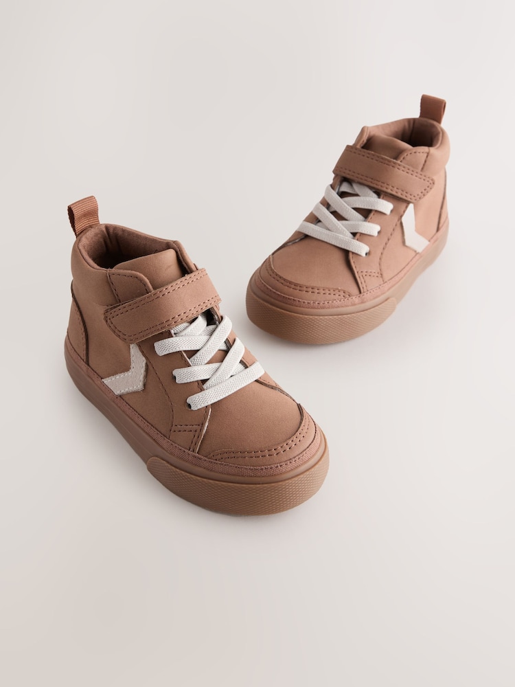 Tan Brown Standard Fit (F) Elastic Lace Touch Fastening Chevron Boots - Image 1 of 5 Tan Brown Standard Fit (F) Elastic Lace Touch Fastening Chevron Boots - Image 1 of 5
