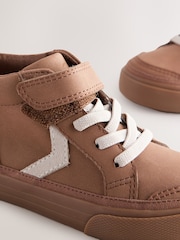 Tan Brown Wide Fit (G) Elastic Lace Touch Fastening Chevron Boots - Image 4 of 5