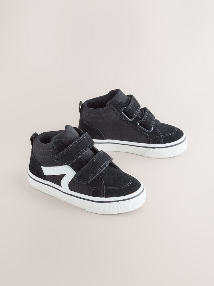 Black Suede Touch Fastening High Top Trainers - Image 1 of 7