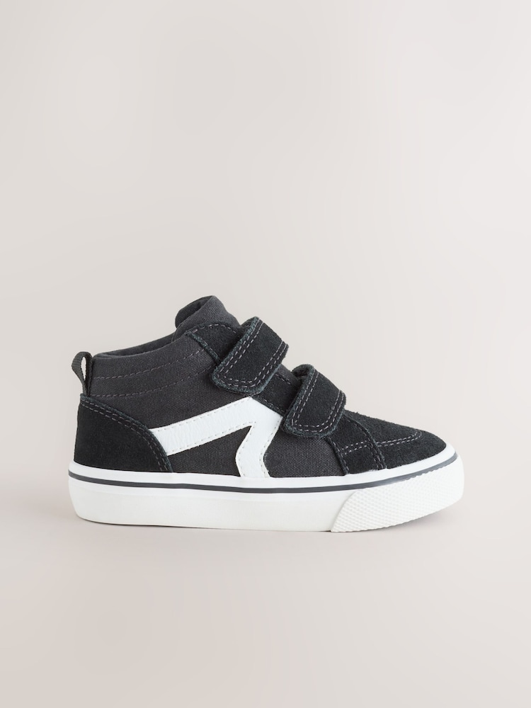 Black Suede Touch Fastening High Top Trainers - Image 2 of 7