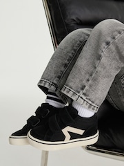 Black Suede Touch Fastening High Top Trainers - Image 6 of 7