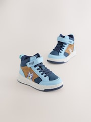 Navy/ Tan Bluey Standard Fit (F) Touch Fastening Elastic Lace Hi Top Trainers - Image 1 of 7