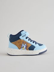 Navy/ Tan Bluey Standard Fit (F) Touch Fastening Elastic Lace Hi Top Trainers - Image 2 of 7