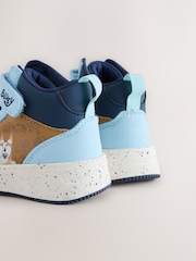 Navy/ Tan Bluey Standard Fit (F) Touch Fastening Elastic Lace Hi Top Trainers - Image 3 of 7