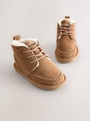 Tan Brown Warm Lined Suede Boots - Image 1 of 5