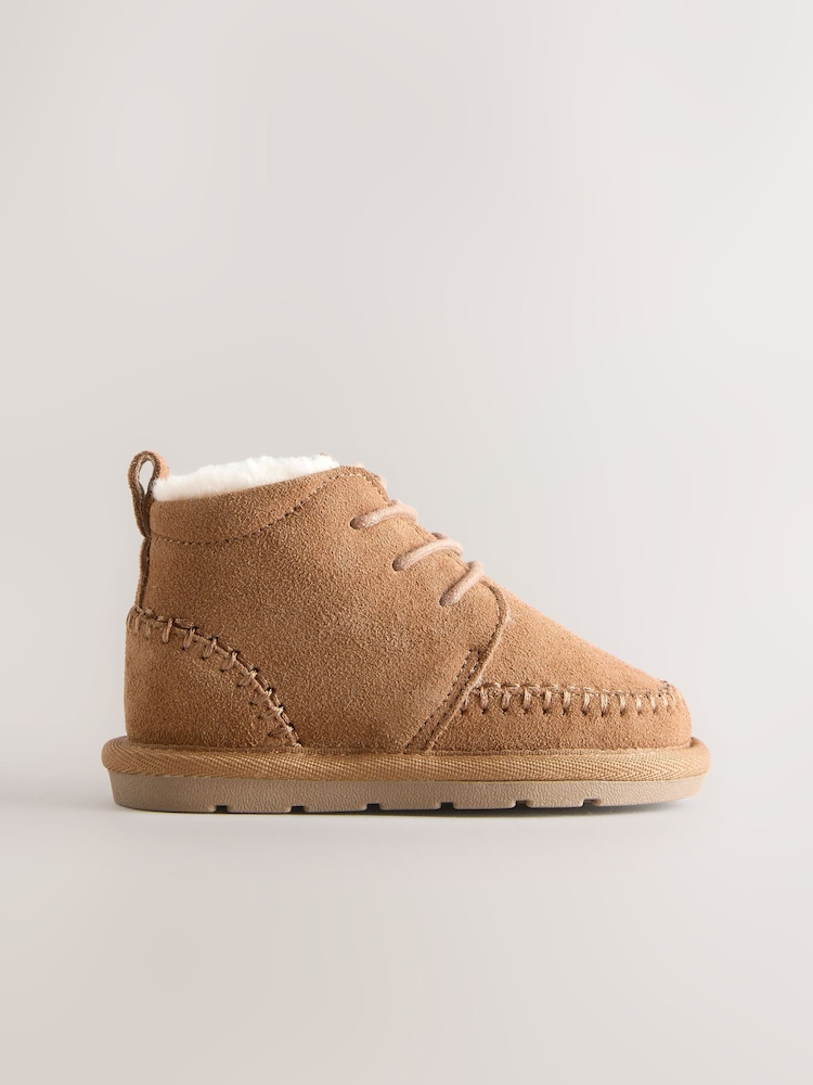 Tan Brown Warm Lined Suede Boots - Image 2 of 5