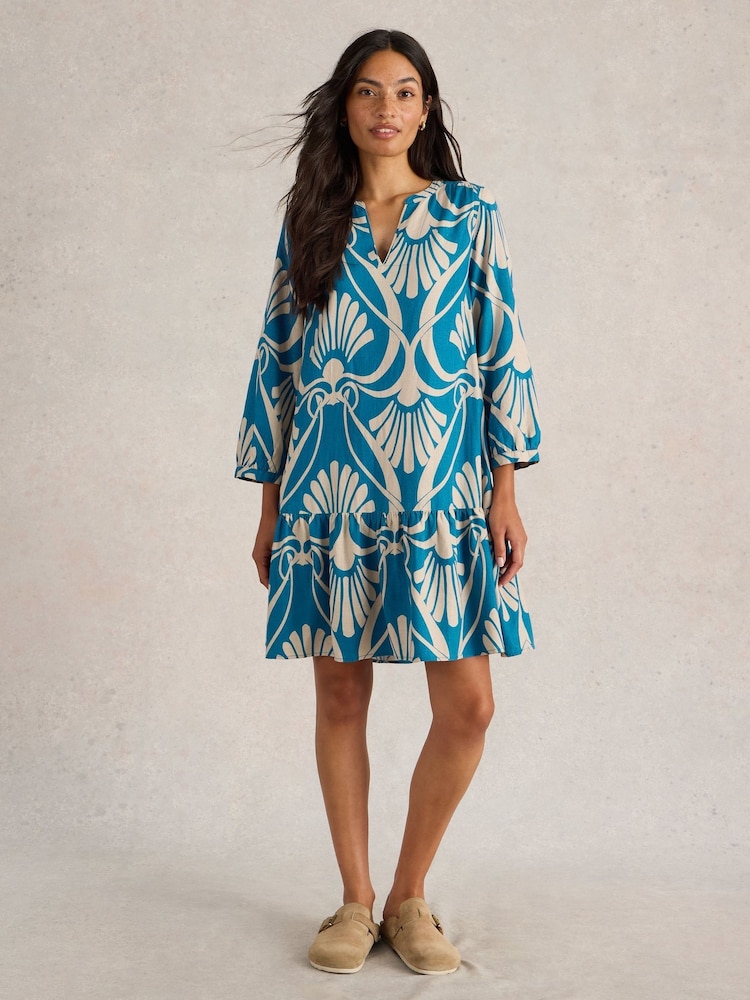 White Stuff Blue Otto Linen Blend Dress - Image 1 of 6