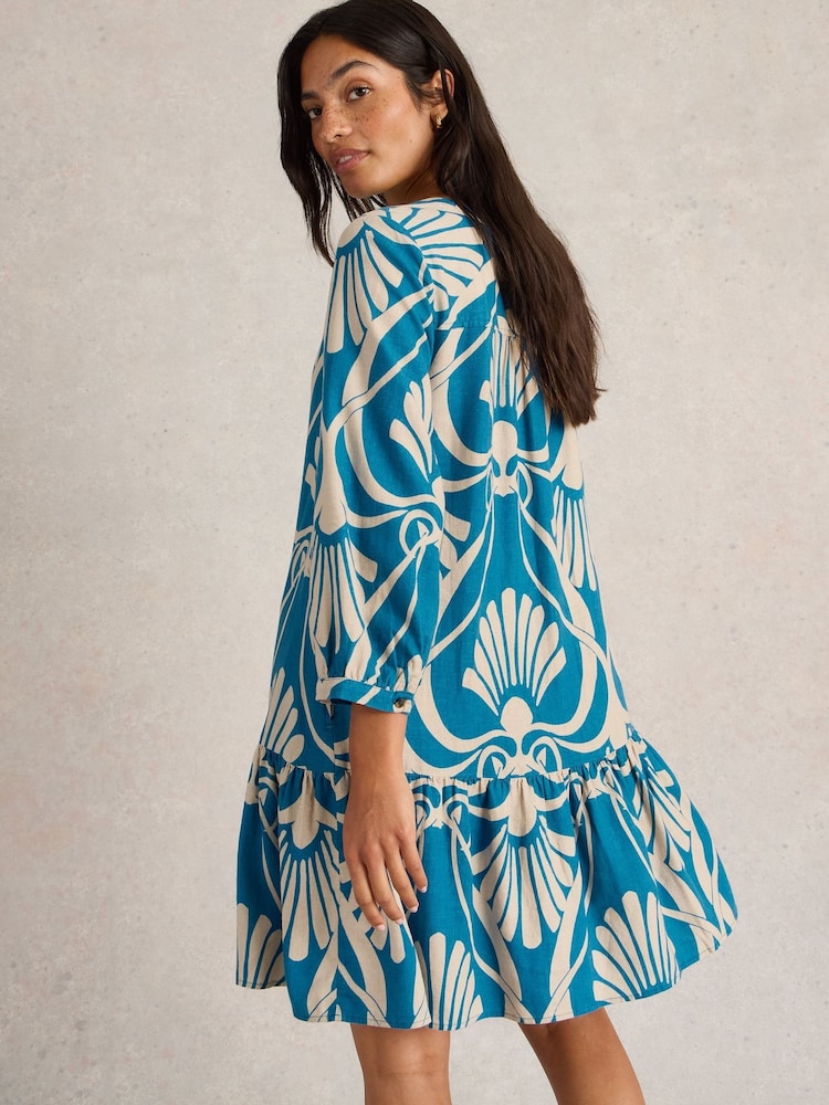 White Stuff Blue Otto Linen Blend Dress - Image 2 of 6