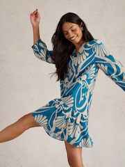 White Stuff Blue Otto Linen Blend Dress - Image 3 of 6