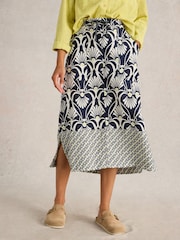 White Stuff Blue Elle Linen Blend Skirt - Image 1 of 6