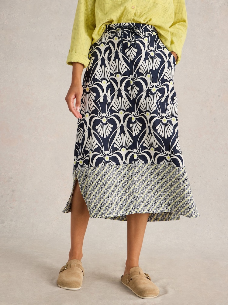 White Stuff Blue Elle Linen Blend Skirt - Image 1 of 6
