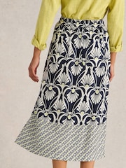 White Stuff Blue Elle Linen Blend Skirt - Image 2 of 6