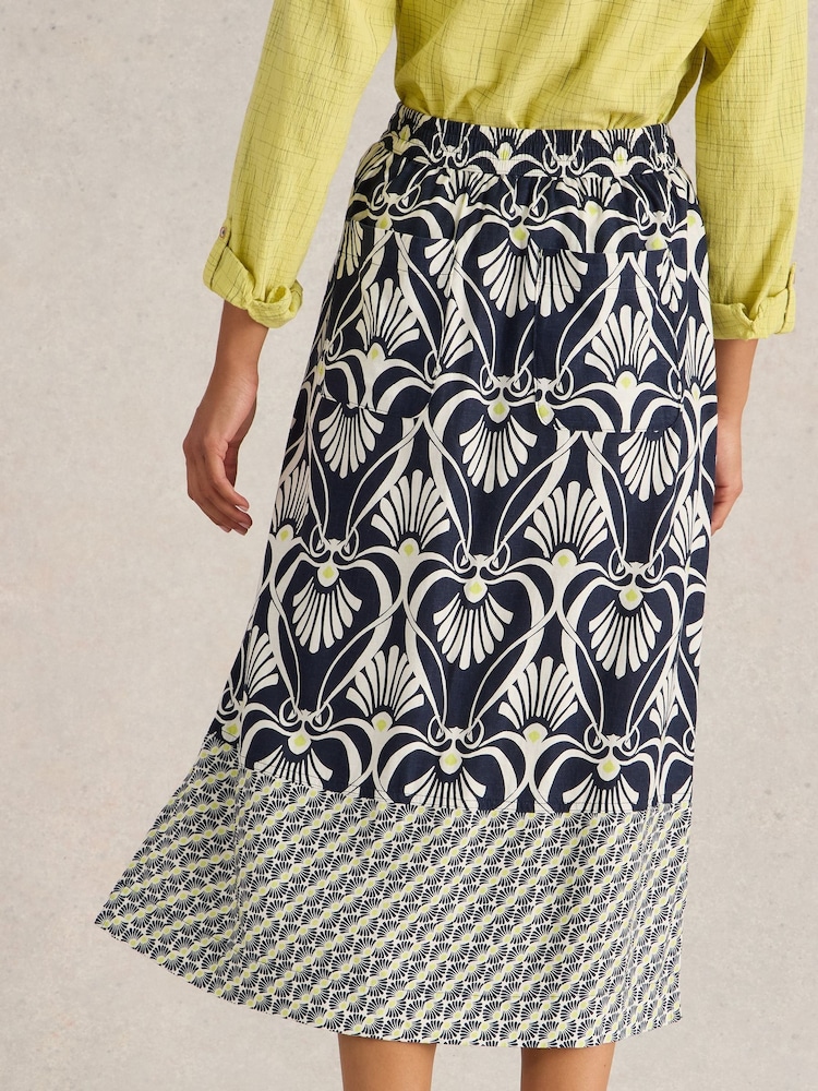 White Stuff Blue Elle Linen Blend Skirt - Image 2 of 6
