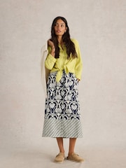White Stuff Blue Elle Linen Blend Skirt - Image 3 of 6