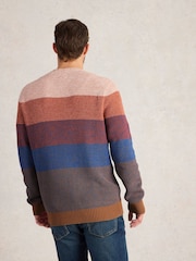 White Stuff Pink Twisted Colourblock Crew 100% Organic Cotton Jumper - Image 2 of 6