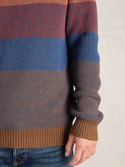 White Stuff Pink Twisted Colourblock Crew 100% Organic Cotton Jumper - Image 4 of 6