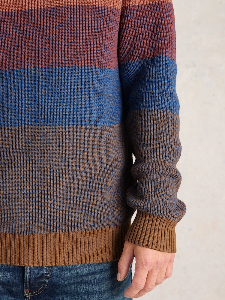 White Stuff Pink Twisted Colourblock Crew 100% Organic Cotton Jumper - Image 4 of 6