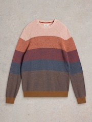 White Stuff Pink Twisted Colourblock Crew 100% Organic Cotton Jumper - Image 5 of 6