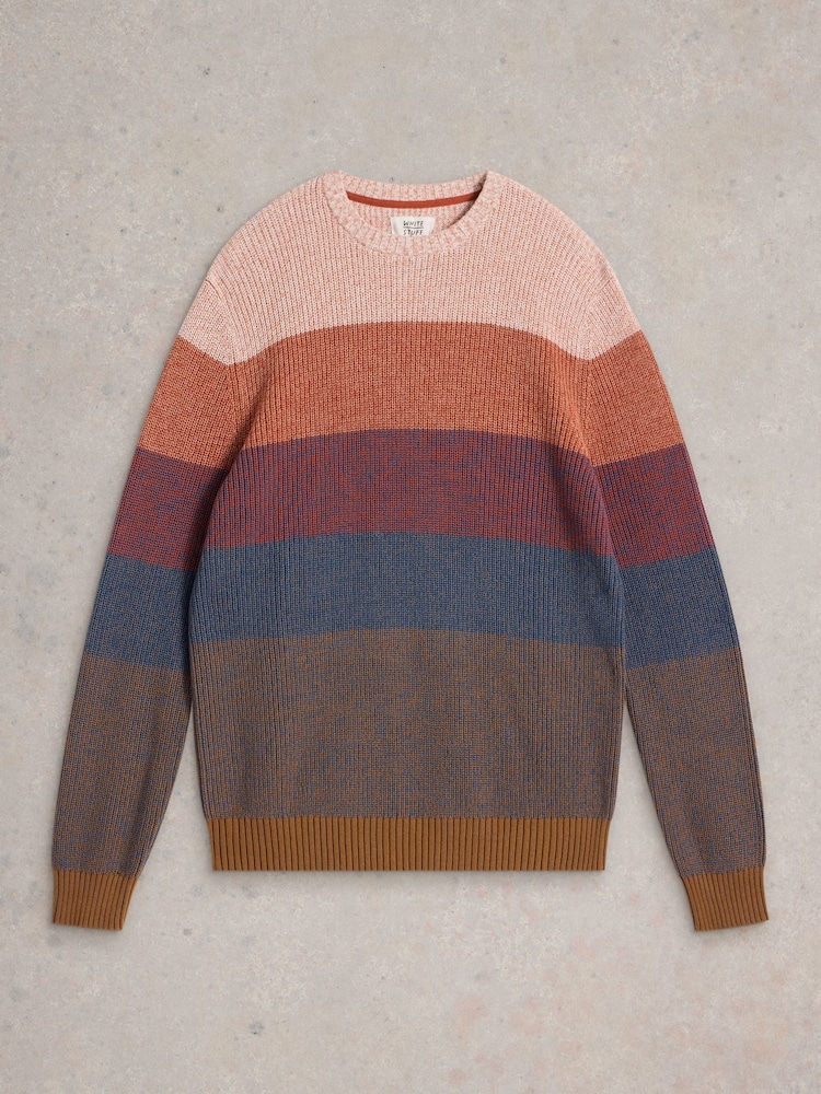 White Stuff Pink Twisted Colourblock Crew 100% Organic Cotton Jumper - Image 5 of 6