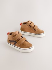 Tan Brown Suede Touch Fastening High Top Trainers - Image 1 of 5