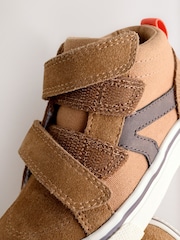 Tan Brown Suede Touch Fastening High Top Trainers - Image 4 of 5