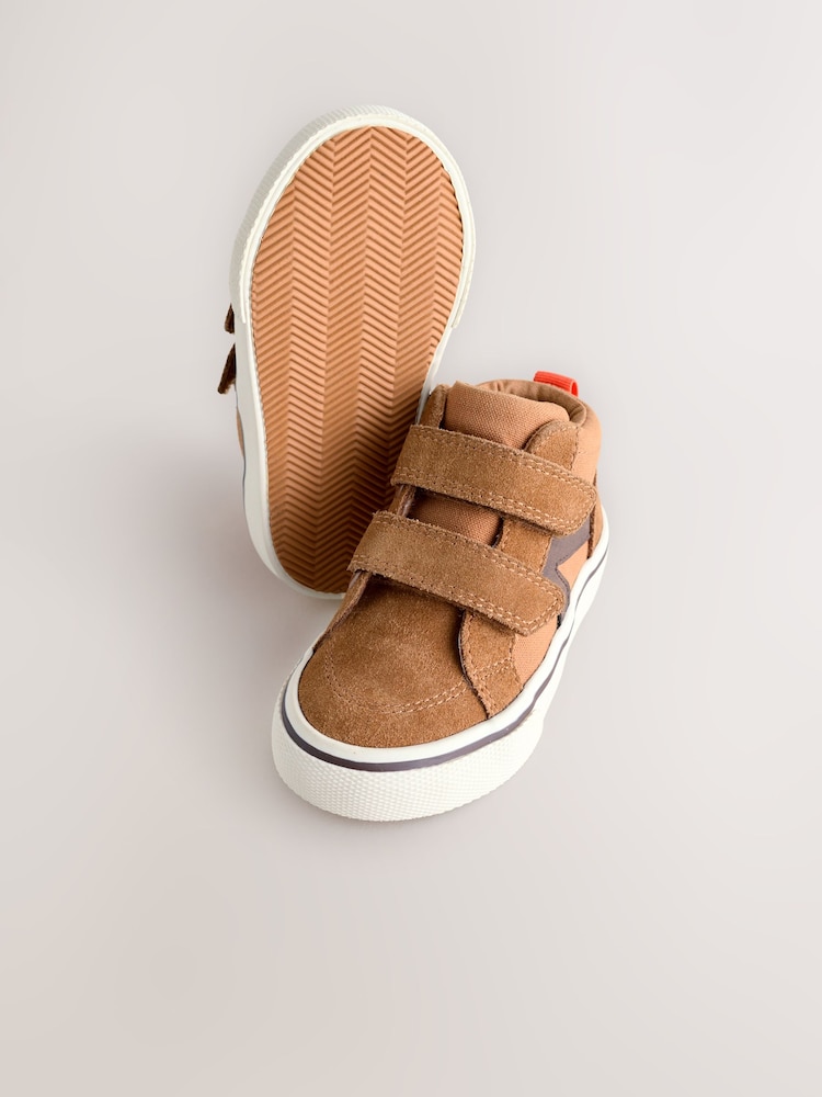Tan Brown Suede Touch Fastening High Top Trainers - Image 5 of 5